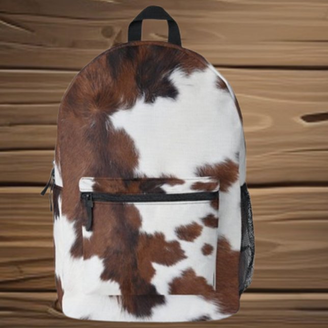 Kuhbraun- und Weißkuhtextilien Bedruckter Rucksack (Embrace your love for cows with the Cow Brown and White Cowhide Textures Backpack by Love Cows. )