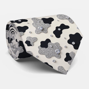 Kuhdruck Glitter-Faux-Seidentuch Cowboy Krawatte