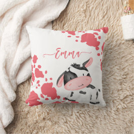 Kuhdruck Kinderzimmer rosa Muster personalisierter Kissen