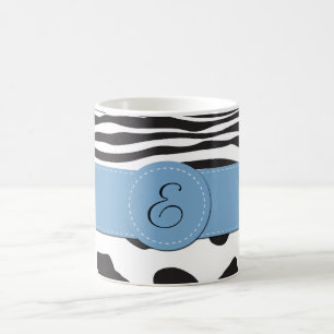 Kuhdruck, Kuhstropfen, Zebrastreifen, Monogramm Kaffeetasse