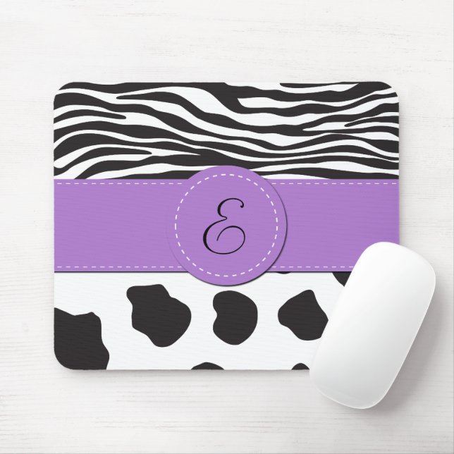 Kuhdruck, Kuhstropfen, Zebrastreifen, Monogramm Mousepad (Mit Mouse)
