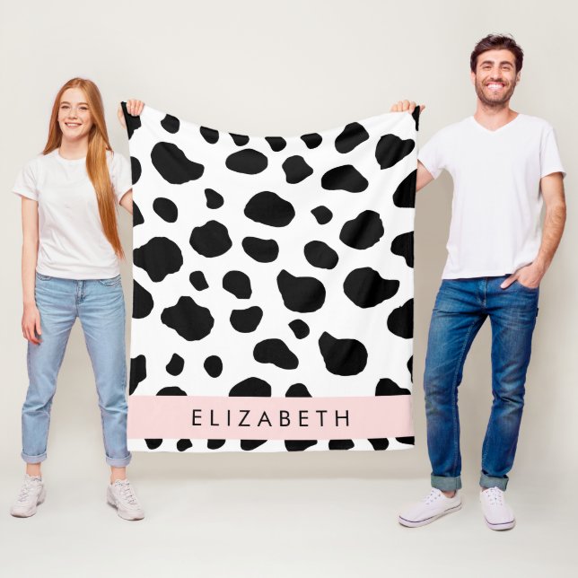Kuhdruck, Kuhstrümpfe, Schwarz und Weiß, Ihr Name Fleecedecke (Beispiel)