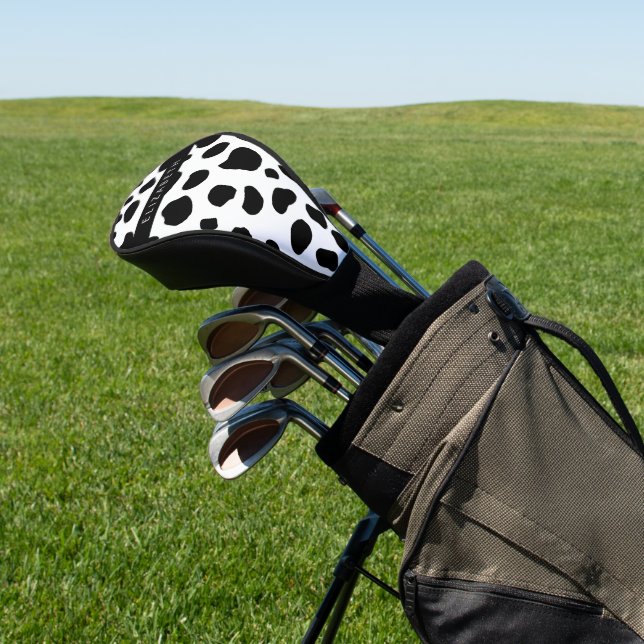 Kuhdruck, Kuhstrümpfe, Schwarz und Weiß, Ihr Name Golf Headcover (In SItu)
