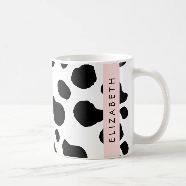 Kuhdruck, Kuhstrümpfe, Schwarz und Weiß, Ihr Name Kaffeetasse (Rechts)