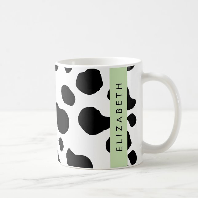 Kuhdruck, Kuhstrümpfe, Schwarz und Weiß, Ihr Name Kaffeetasse (Rechts)