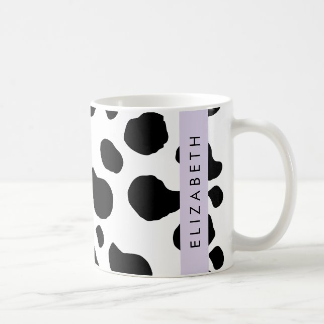Kuhdruck, Kuhstrümpfe, Schwarz und Weiß, Ihr Name Kaffeetasse (Rechts)