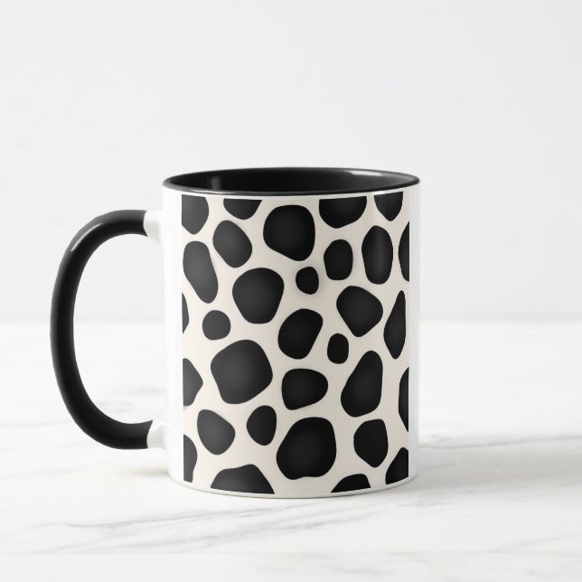 Kuhdruck mit schwarzen und weißen Flecken Tasse (Links)