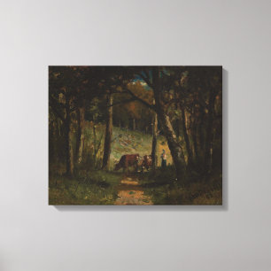 Kühe auf einem Weg im Wald - Edward Bannister Leinwanddruck