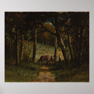 Kühe auf Forstweg - Edward Banister Poster