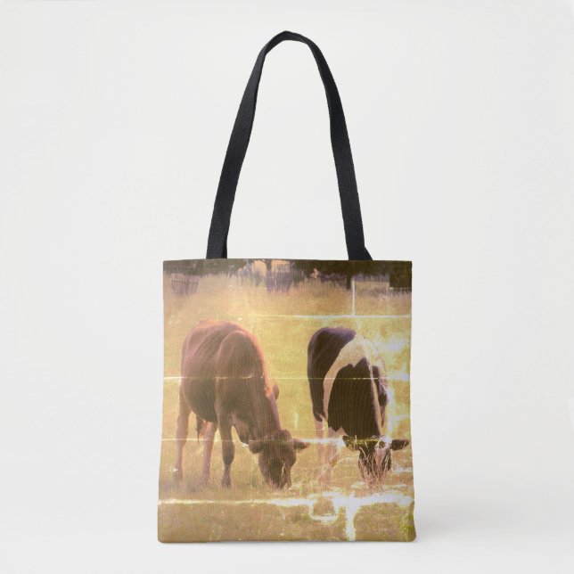 Kühe Fotografie Custom All-Over-Print Tote Bag Tasche (Vorderseite)