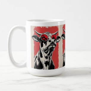 Kühe Illustration mit roter Sonnenbrille Kaffeetasse
