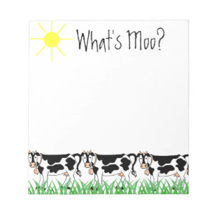 Kühe im Gras mit, was MOO ist? Notizblock
