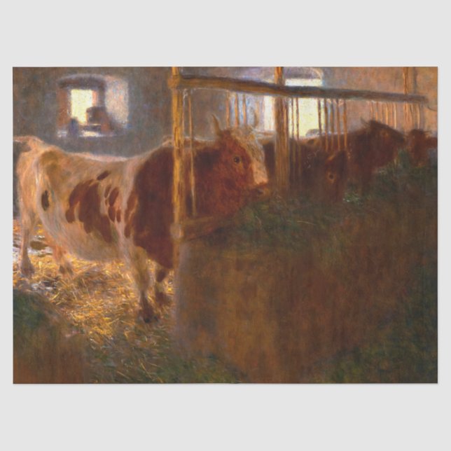 Kühe im Stall von Gustav Klimt Seidenpapier (Vorderseite)