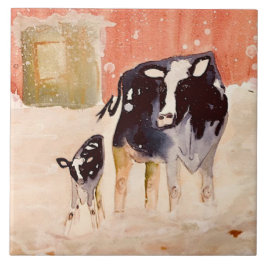 Kühe im Winter Keramik Tile (6 x 6 Zoll) Fliese