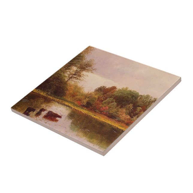 Kühe in einer Wasserlandschaft Albert Bierstadt Fliese (Seite)