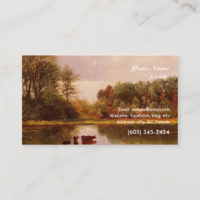 Kühe in einer Wasserlandschaft Albert Bierstadt Visitenkarte (Vorderseite)