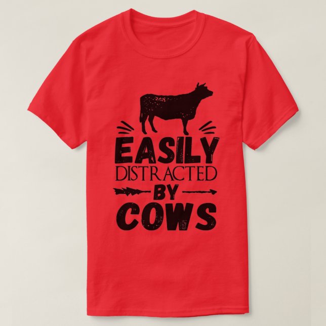 Kühe, leicht abgelenkt von Coolen Kühen T-Shirt (Design vorne)
