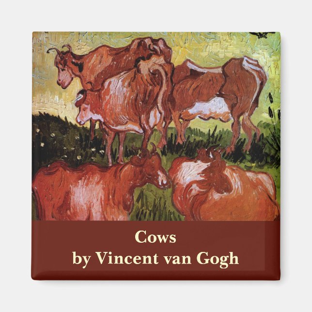 Kühe (nach Jordaens) von Vincent van Gogh Magnet (Vorne)