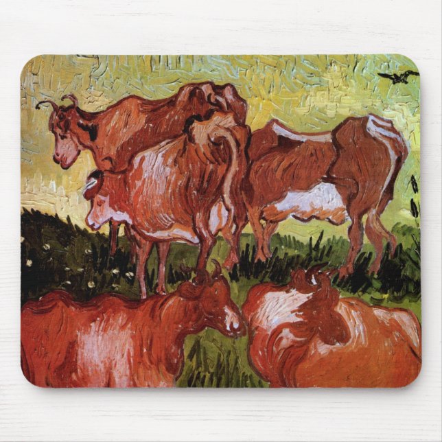 Kühe (nach Jordaens) von Vincent van Gogh Mousepad (Vorne)