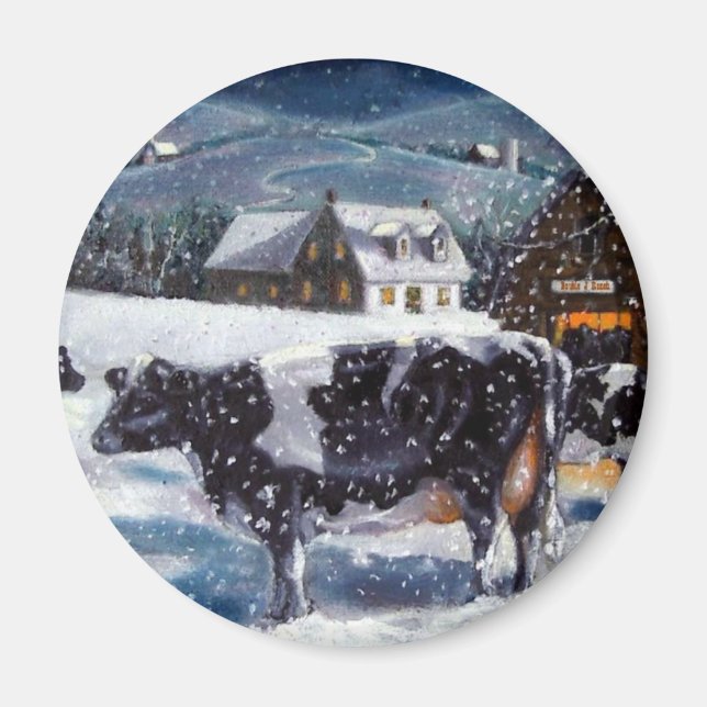 KÜHE: SCHNEE: KUNST: HOLTEIN MAGNET (Vorne)