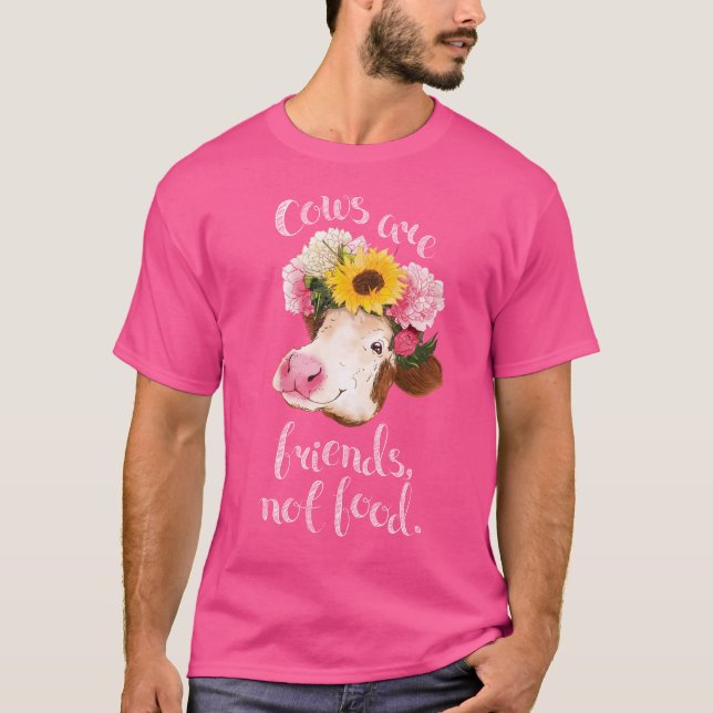 Kühe sind Freunde, nicht Nahrung - färben Sie T-Shirt (Vorderseite)