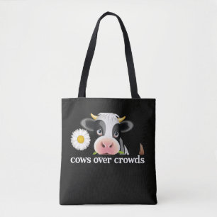 Kühe über Menschen Minimalistisches Western-Slogan Tasche