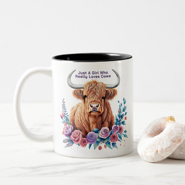 Kühe und Blume Zweifarbige Tasse (Mit Donut)