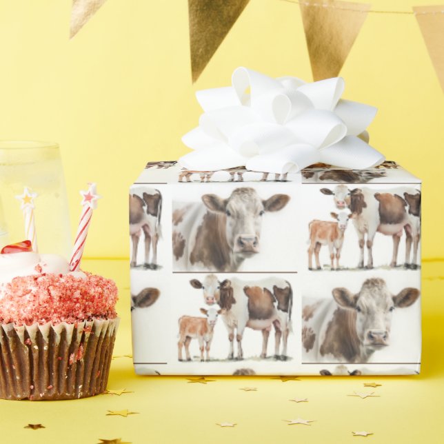 Kühe und Kälber Geschenkpapier (Geburtstagsparty)