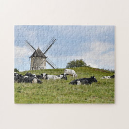 Kühe Viehmühle Windmühle Weide Jigsaw