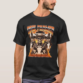 Kuhfarm Farm Farmer Flammen Skelett 90er Bootleg T-Shirt