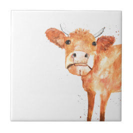 Kuhfarm Tiere Aquarellbilder Bauernhof Kunst Fliese