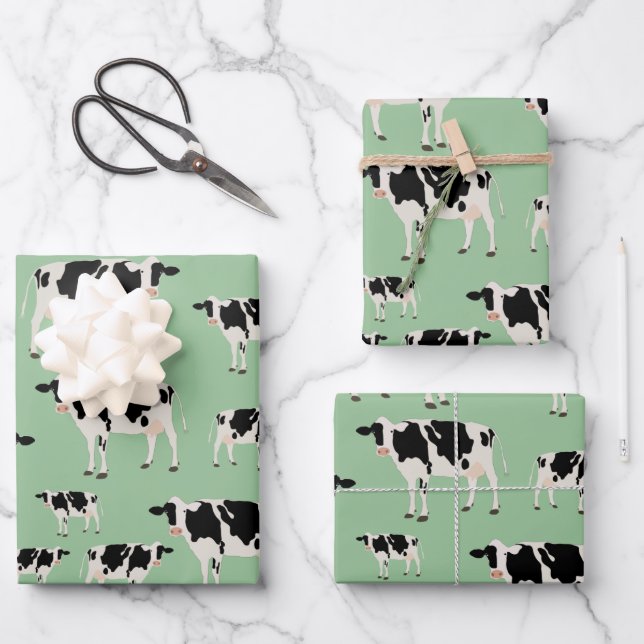 Kuhfarm Tiermuster Geschenkpapier Set (Vorderseite)