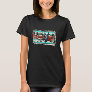 Kuhfell-Serape Texas Karte Texas State Home T-Shirt