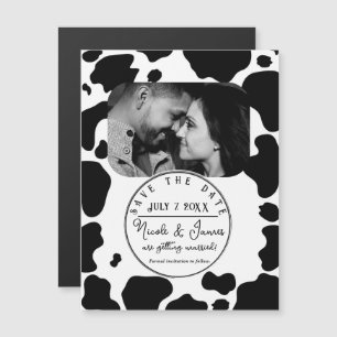Kuhflecken Druck Schwarz & Weiß Save the Date Magnetkarte