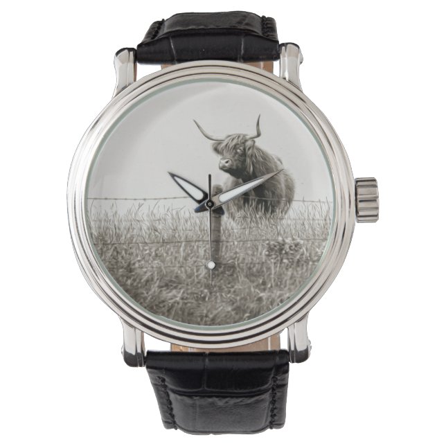 Kuhfoto aus Schottland Armbanduhr (Vorderseite)