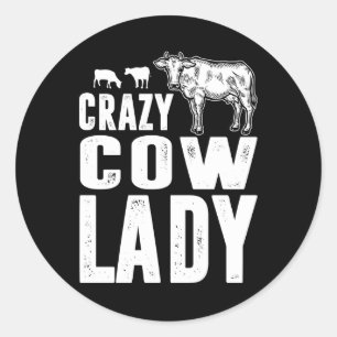 Kuhgeschenk   Crazy Cow Lady Geschenk Kuh Lover Runder Aufkleber
