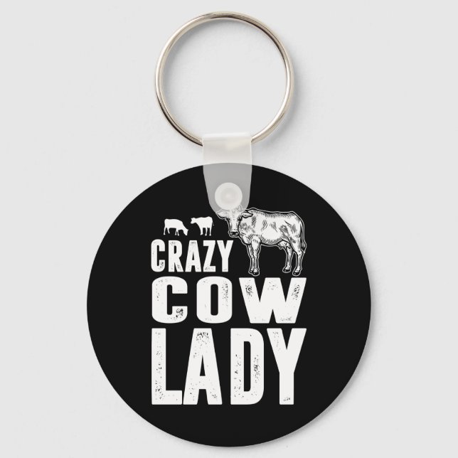 Kuhgeschenk | Crazy Cow Lady Geschenk Kuh Lover Schlüsselanhänger (Vorderseite)