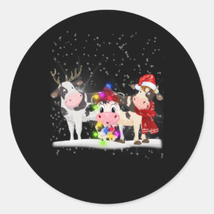 Kuhgeschenk Funny Christmas Cow Family Snow Runder Aufkleber