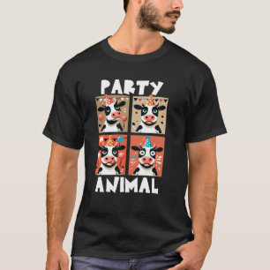 Kuhgesicht Bunter Bauernhof Tier Partyhut T-Shirt