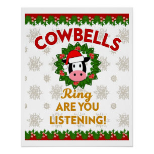 Kuhglocken klingen Hörst du zu Weihnachten Lustig Poster