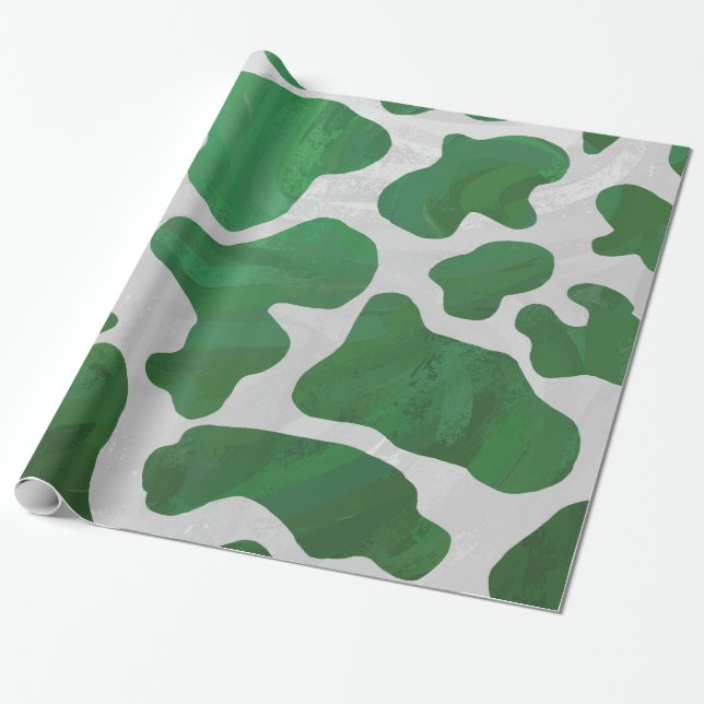 Kuhgrün und Weiß Geschenkpapier (Ungerollt)