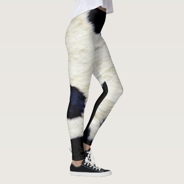 Kuhhaut Pelze Textur Schwarz und Weiß anpassen Leggings (Rechts)