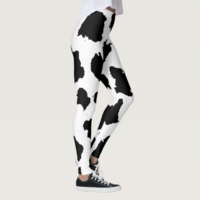 Kuhhaut Schwarz-Weiß-Muster Leggings (Rechts)