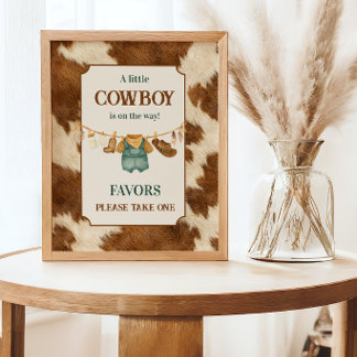 Kuhjungen-Kuhfell-Druck Western-Kleiderleine-Baby- Poster