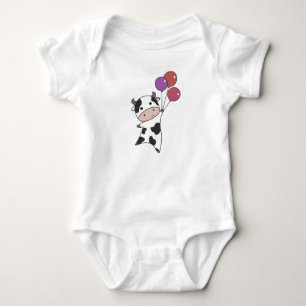 Kuhkalb Flies Balloons Niedliche Tiere Baby Strampler