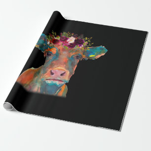 Kuhkopf-Gesicht Druckfarben Wasserfarbe Floral Geschenkpapier