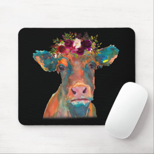 Kuhkopf-Gesichtspunkt farbige Wasserfarbe  Kuhgesc Mousepad