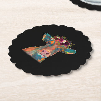 Kuhkopfgesicht farbenfrohe Wasserfarbe | Kuhgesche Untersetzer