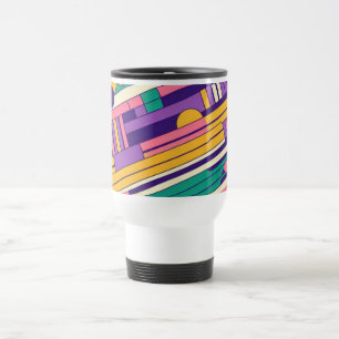 Kühl, farbenfroh im Retro-Design der 80er/90er Reisebecher