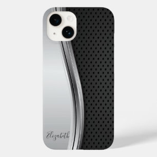 Kühl modernes metallisches Silber Schwarz Case-Mate iPhone 14 Hülle